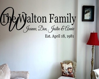 Family Name Wall Decal - Wall Decal - Personalized Wall Decal - Last Name Wall Decal - Vinyl Wall Decal - Family Vinyl Lettering