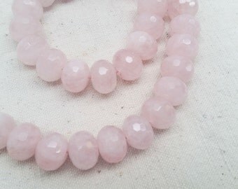 Natural Rose Quartz Faceted Semi-Rondelle Beads