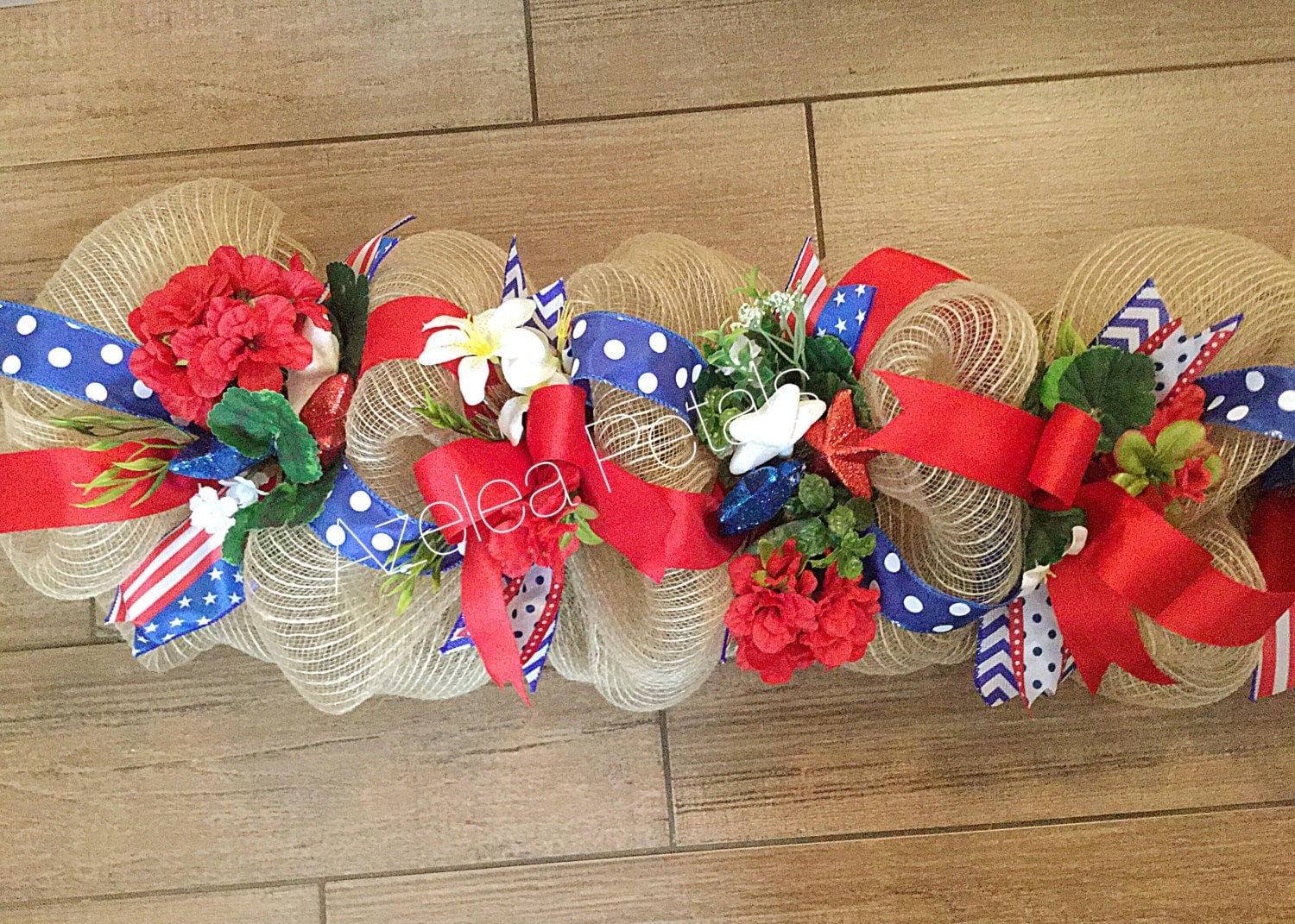 Red White and Blue Garland Burlap 4th of July Garland