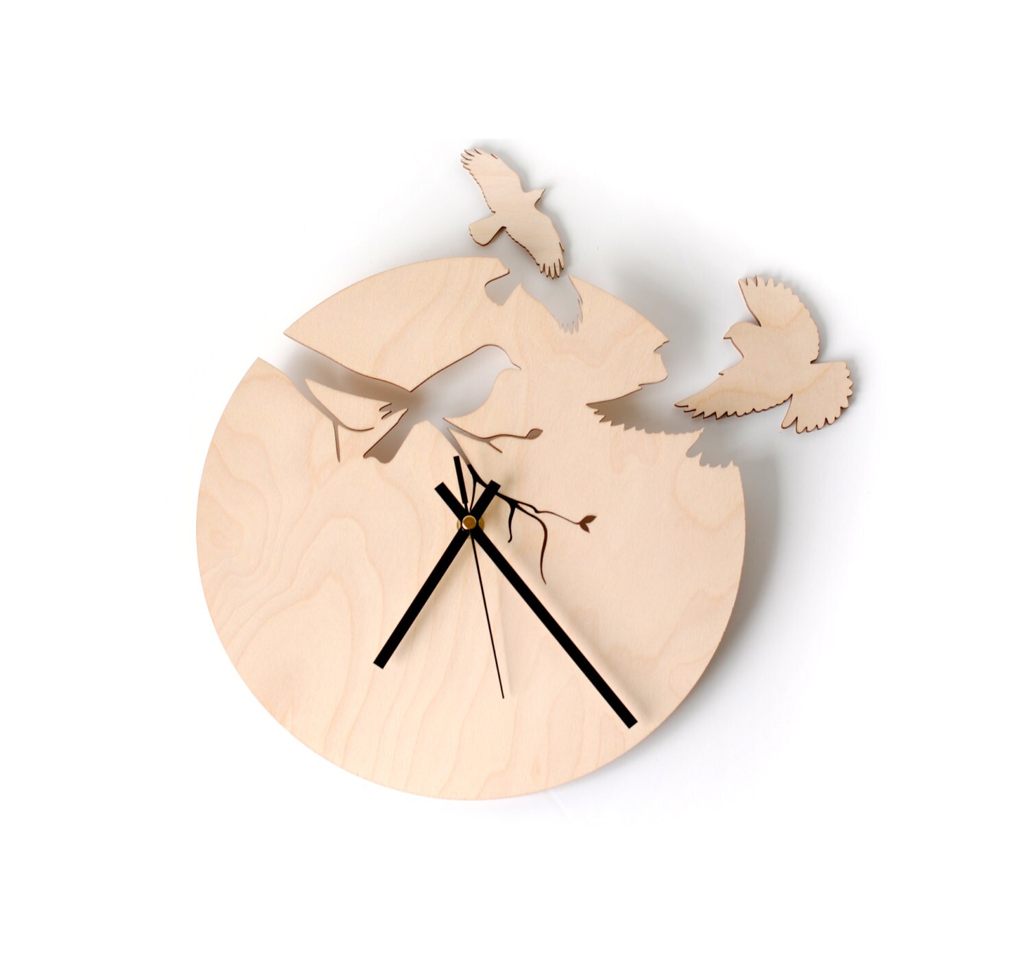 Birds Wooden Wall Clock Home Décor Wood Clock Wall Hanging