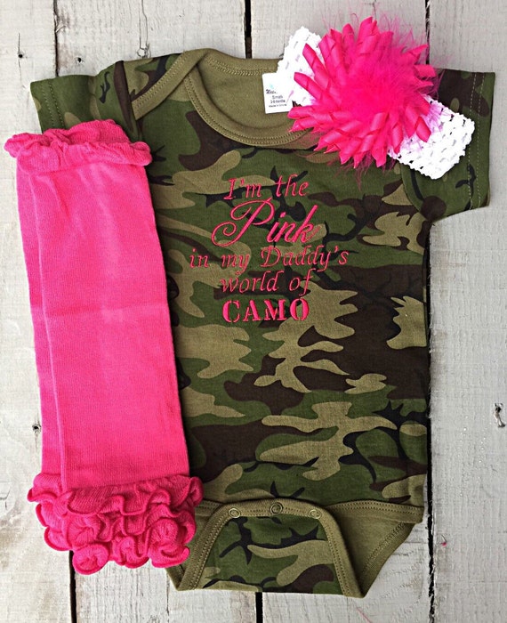 Camo Camo Onesie I'm the Pink in My Daddy's by BumbleBeEmbroidery