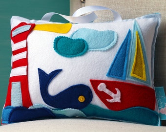 Whale Pillow, Baby Whale, Nautical Baby Decor, Nautical Pillow, Nautical Nursery, Tooth Fairy Pillow, Baby Whale, LIGHTHOUSE