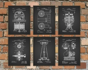 Tesla Patent Prints - Nikola Tesla Engineering Invention Patent - Tesla Motors - Tesla Coil Generator - Electric Circuit Poster Set Of 6