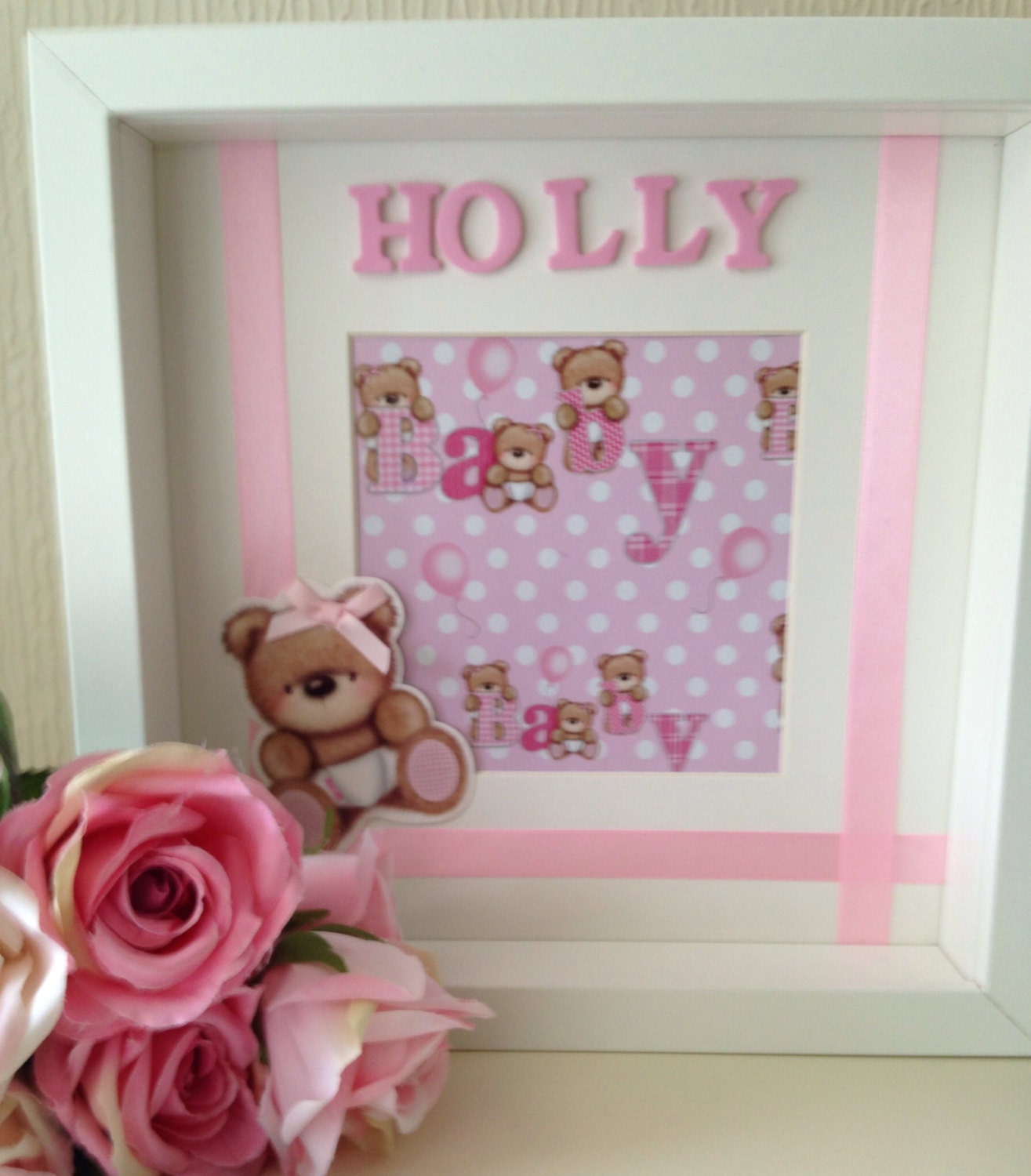 Personalised Baby Girl Box Frame Shadow 3D Box Frame by Joyeriauk