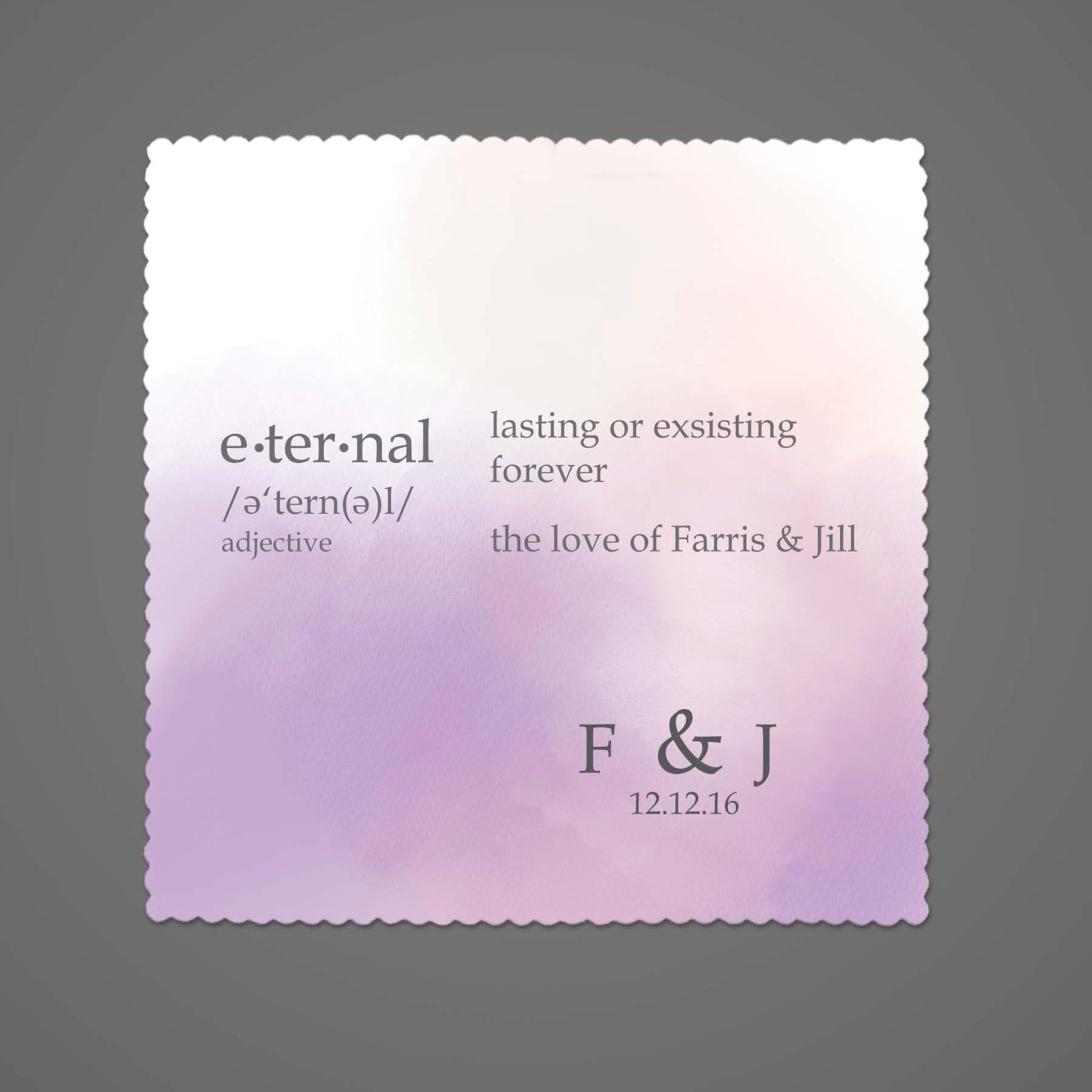 Wedding Favor Eternal Definition Microfiber Cloths in Clear