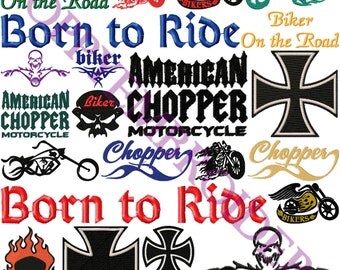 MOTORCYCLE biker embroidery machine designs / motifs moto pour broderie machine / INSTANT DOWNLOAD