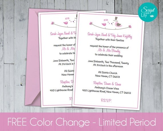 Love Birds Wedding Invitation Template | INSTANT DOWNLOAD | EDITABLE ... Love Birds Wedding Invitation Template | INSTANT DOWNLOAD | EDITABLE ...