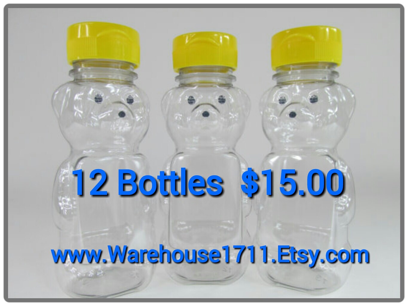 12 8 oz. Clear Plastic Honey Bottles by Warehouse1711 on Etsy