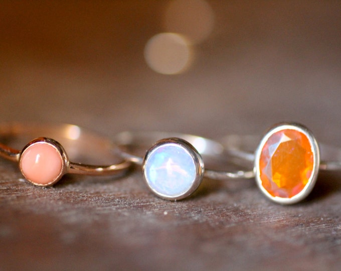 Orange opal gold ring - Fire opal ring - Gold ring - Orange stone ring - Engagement ring - Natural stone - Gift idea - Womens ring