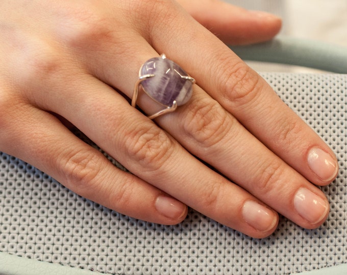 Amethyst ring Gold amethyst ring Purple stone ring Natural stone ring Silver amethyst ring Natural stone Gift idea