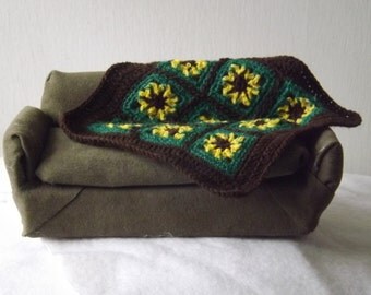 Sunflower squares miniature afghan