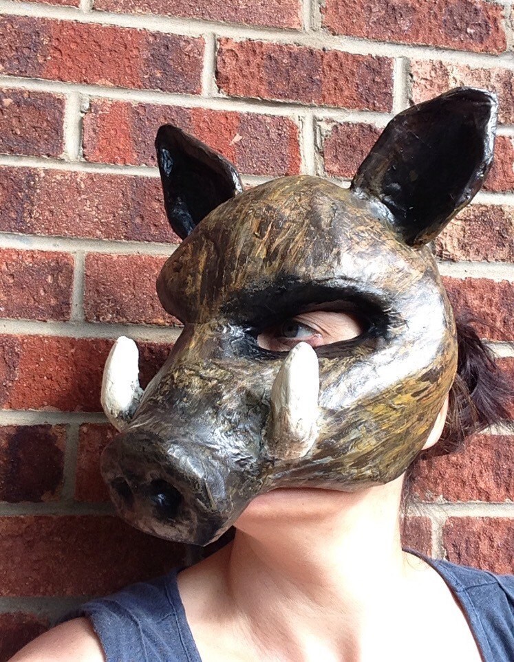 Wild Boar Mask/ Animal Mask/ Paper Mache by MrPolskysMenagerie