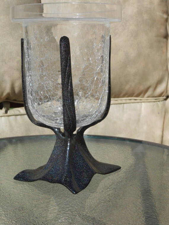 Cracked Glass Vase/Candle Holder by RescuedHomeTreasures on Etsy