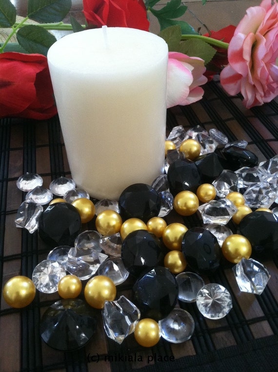 Vase Fillers 70pcs Black Jumbo Acrylic Diamond Confetti And