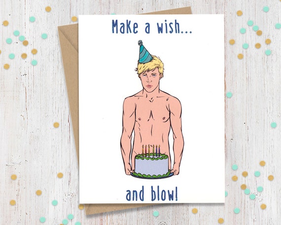 Make A Wish And Blow Funny Birthday Card Gay Greeting Card