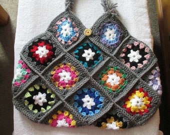 Crocheted Granny Square Purse-Handbag-Tote bag