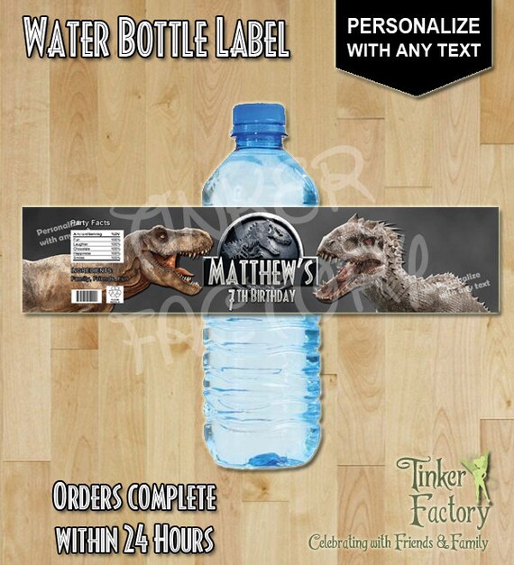 Jurassic World Birthday Party - Water Bottle Label - Digital File - Printable - Dinosaurs