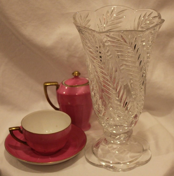 Towle Vase 24 Lead Crystal Fern Cut Design Made In Poland