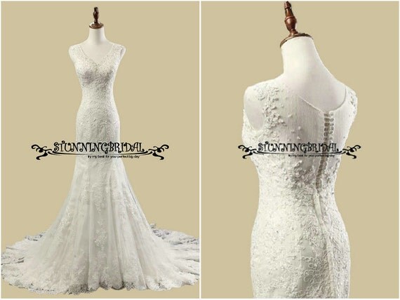 SW10 Lace Wedding Dress with Illusion Back by Stunningbridal