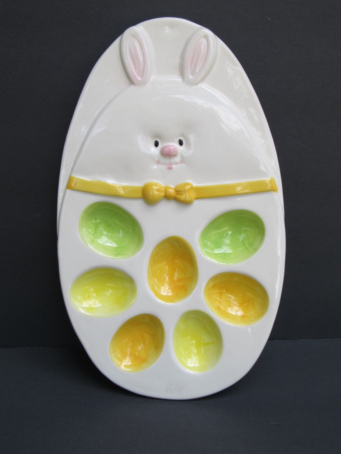 Bunny Rabbit Deviled Egg Holder Ceramic