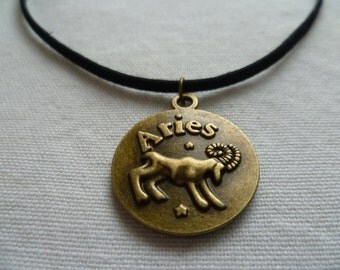 Aries choker,zodiac jewelry,Aries necklace, zodiac necklace,horoscope,aries jewelry,black choker,astrology,star sign,suede choker,goat, ram