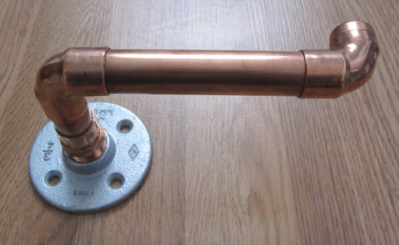 Copper Pipe Toilet Paper Holder with Galvanized Base