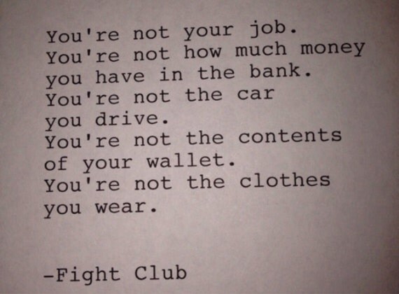 Fight Club Hand Tyler Durden Typed Typewriter Quote by