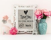 I love you to the moon and back, printed burlap, nursery decor