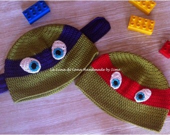 Baby crochet Hat inspired by the Teenage Mutant Ninja turtles in cotton or wool