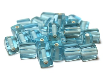 29 Vintage Blue Lucite Beads, Translucent Blue Beads, Vintage Beads, Vintage Rectangle Beads, Blue Rectangle Beads, Vintage Lucite Beads