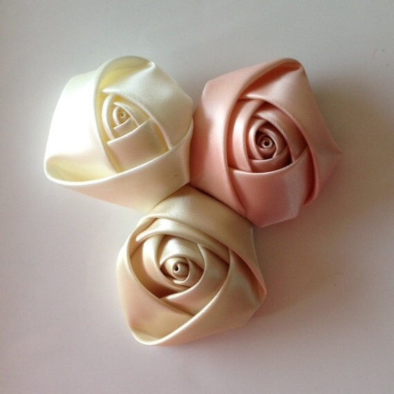 Set Of 3 Satin Rolled Rose 2 By Bbbsupply On Etsy
