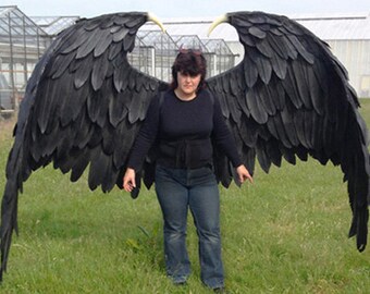 Large Maleficent Cosplay Wings. Eco & animal friendly. Adult Fairy Custom-made black costume wings.