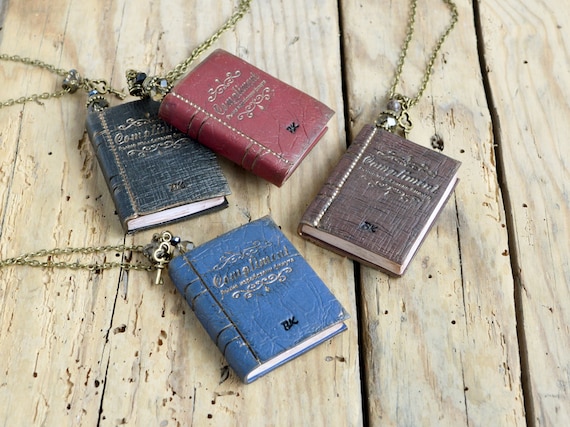 Mini book necklace  Book jewelry Miniature book necklace Book pendant Book lovers gift Handmade mini book Mini journal necklace Book gift