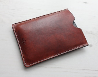 Leather Kindle Case in Brown, Green & Red