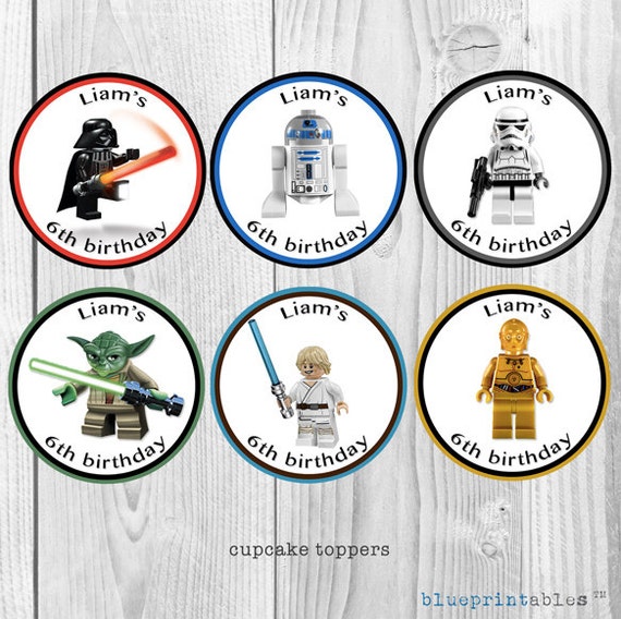 Lego Star Wars birthday CUPCAKE topper by blueprintables on Etsy