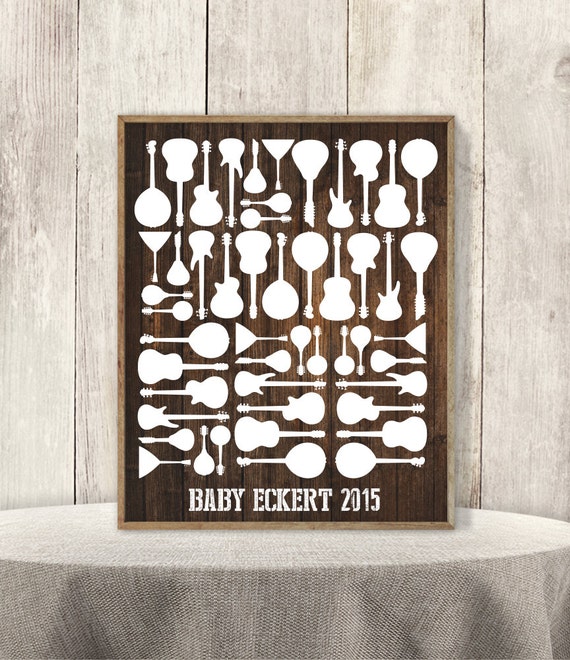 Music Baby Shower Guest Book Alternative DIY / Guitar