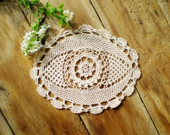 Vintage Crochet Lace Runner, Cotton Tablecloth , Home Decoration , Antique Lace Doily Elegant Crochet