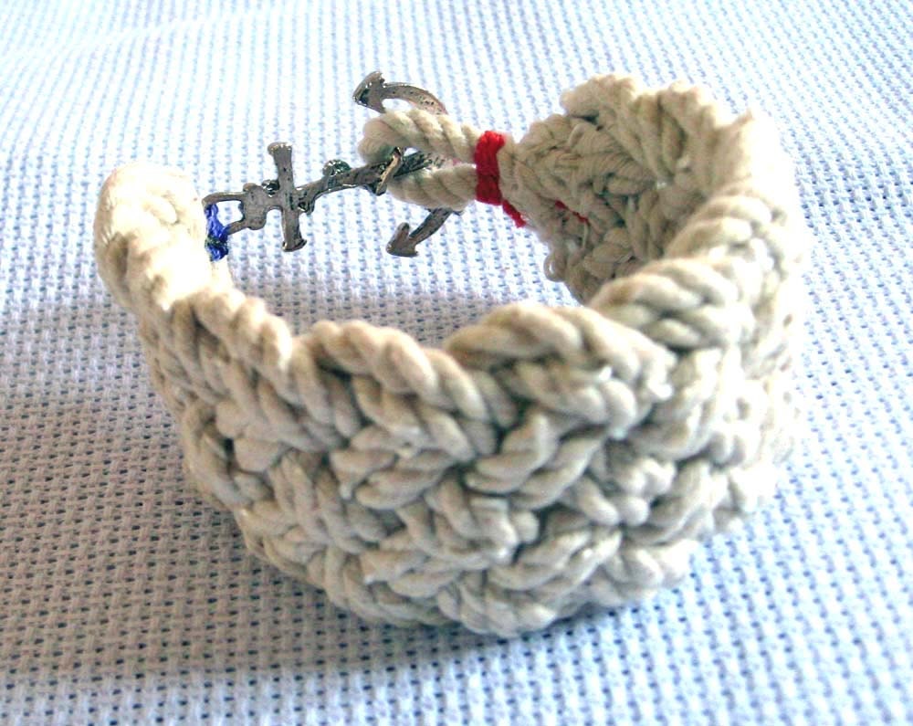 Natural White Rope Bracelet Chunky Rope Bracelet Nautical