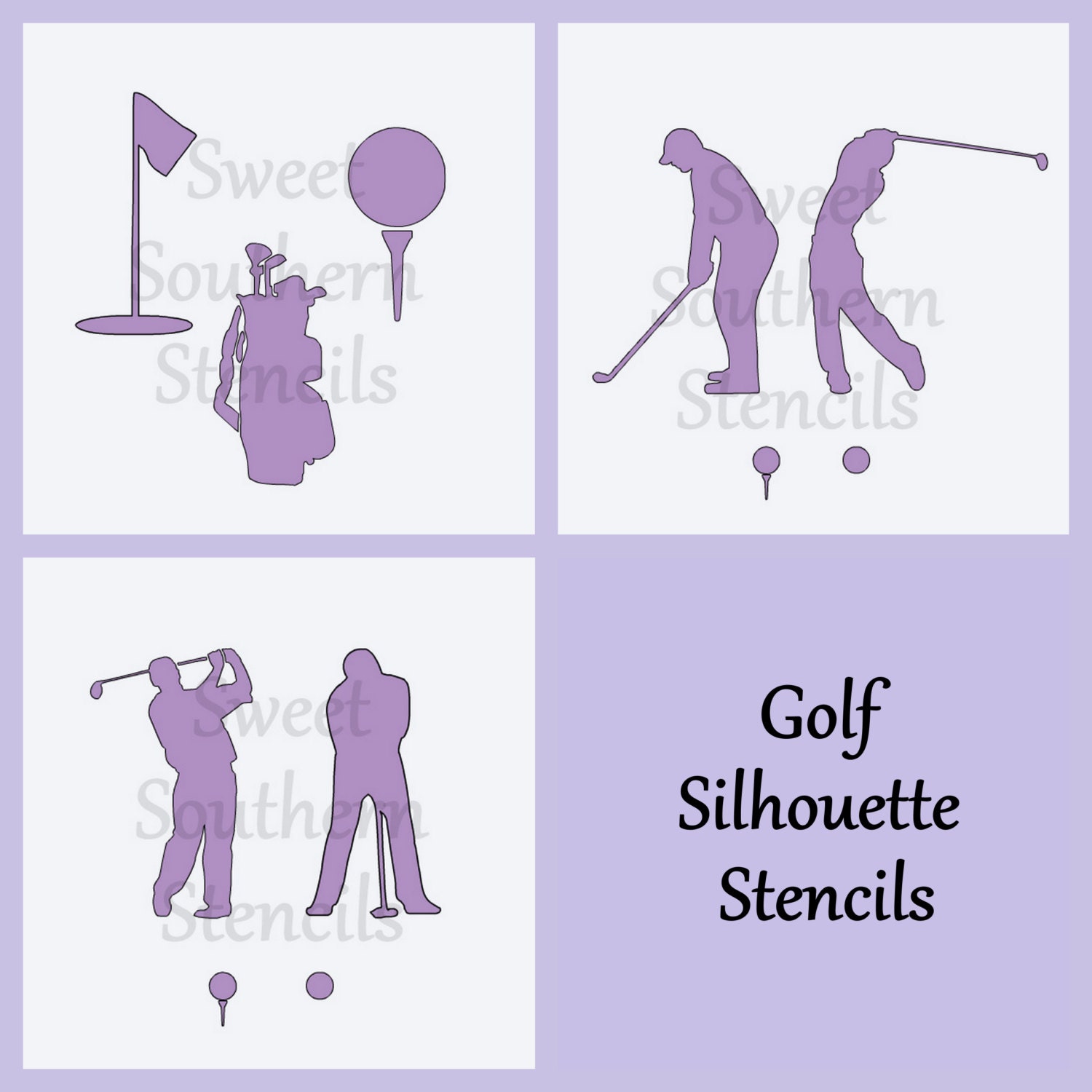 Golf Stencils 3 separate stencils