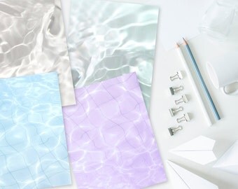 Vaporwave Water Digital Paper / Journal / Book of Shadows Pages, Set of 4, 8.5 x 11 inches. Vaporwave, Seapunk, Aesthetic