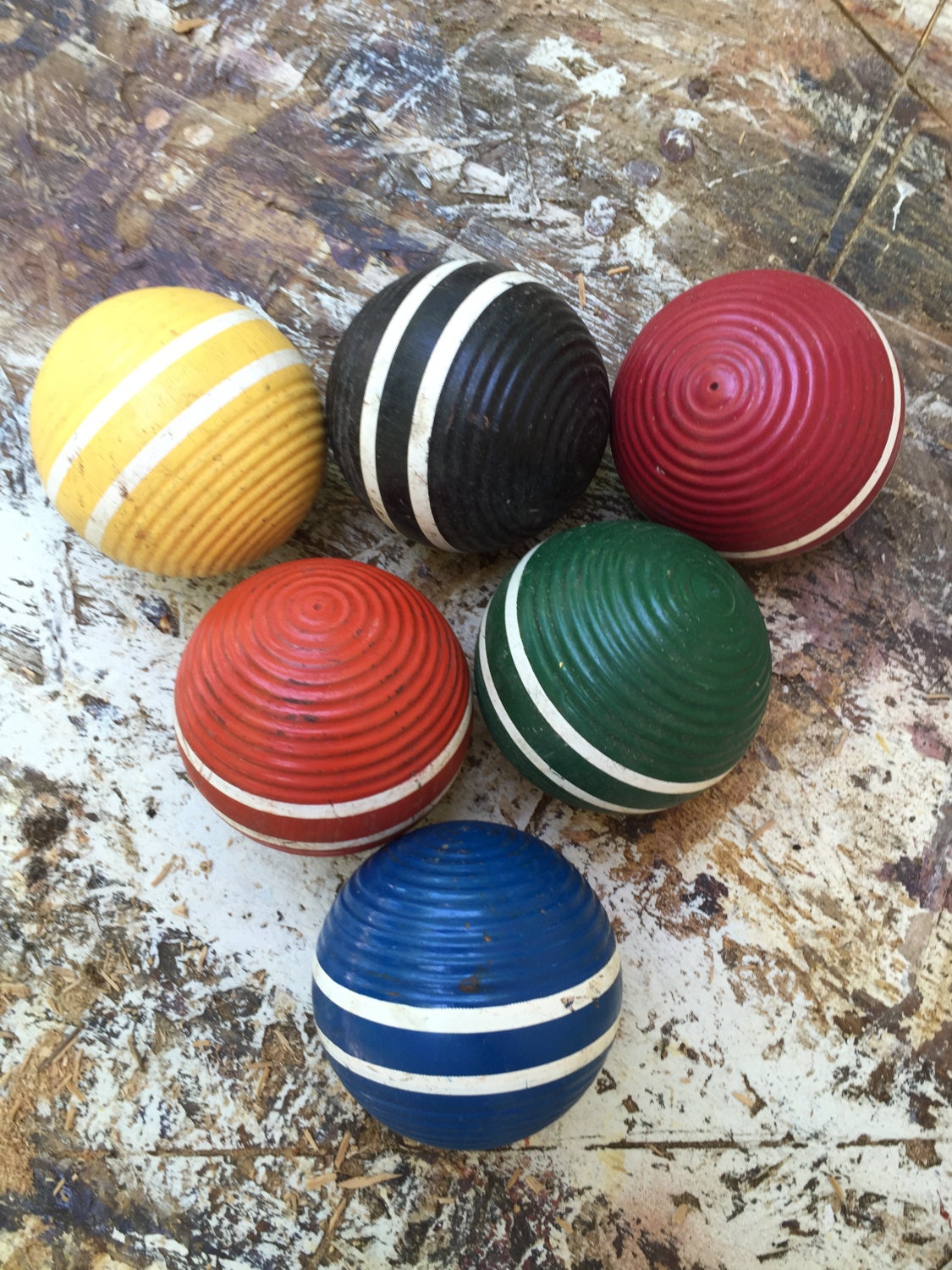 VINTAGE Wood CROQUET BALLS by RedWagonES on Etsy