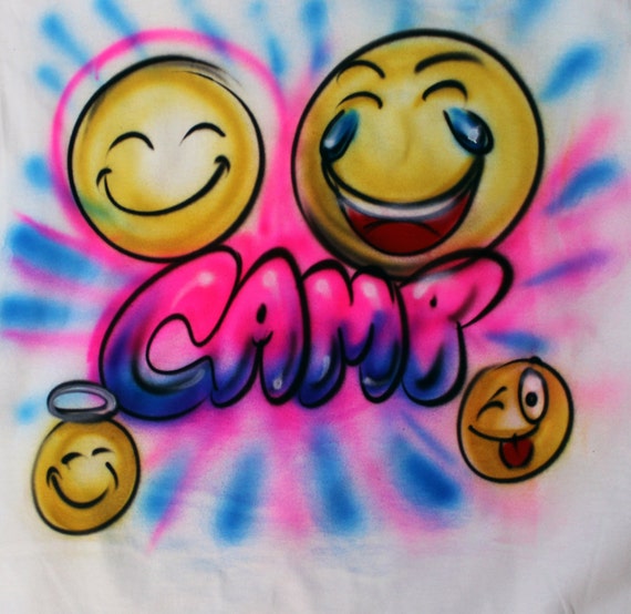 emoji summer camp bubble letter shirt by gothamcityairbrush