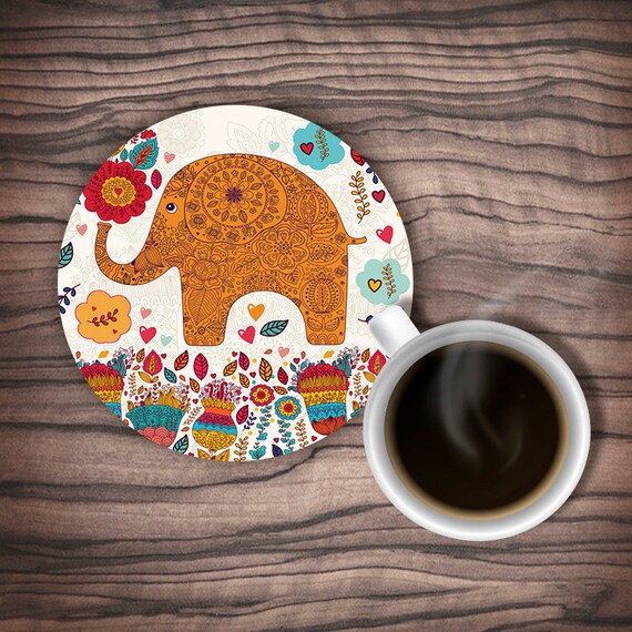 Cute elephant coasters, coasters Set, drink coasters, rubber coasters