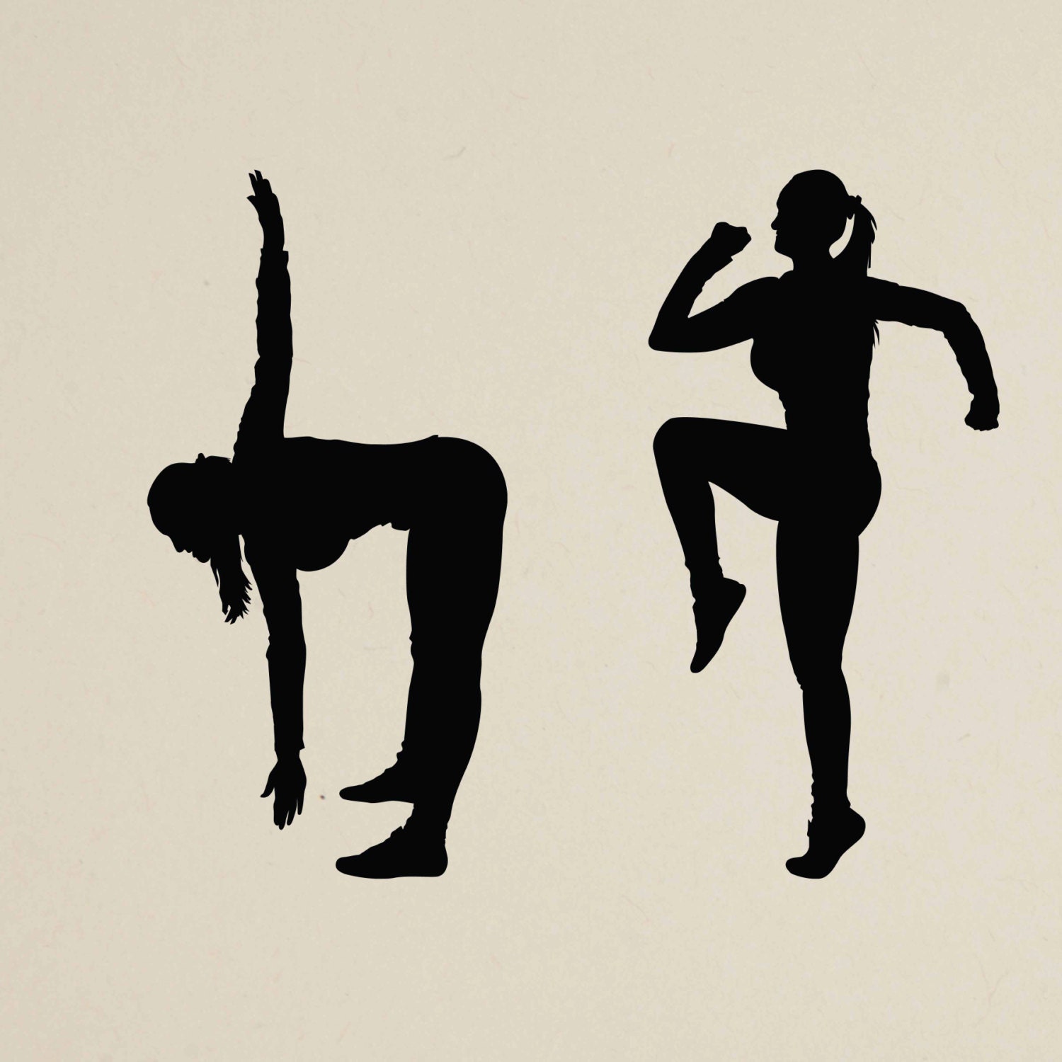 Workout Silhouettes, Exercise Silhouettes, Fitness Clip Art, Gym Clip