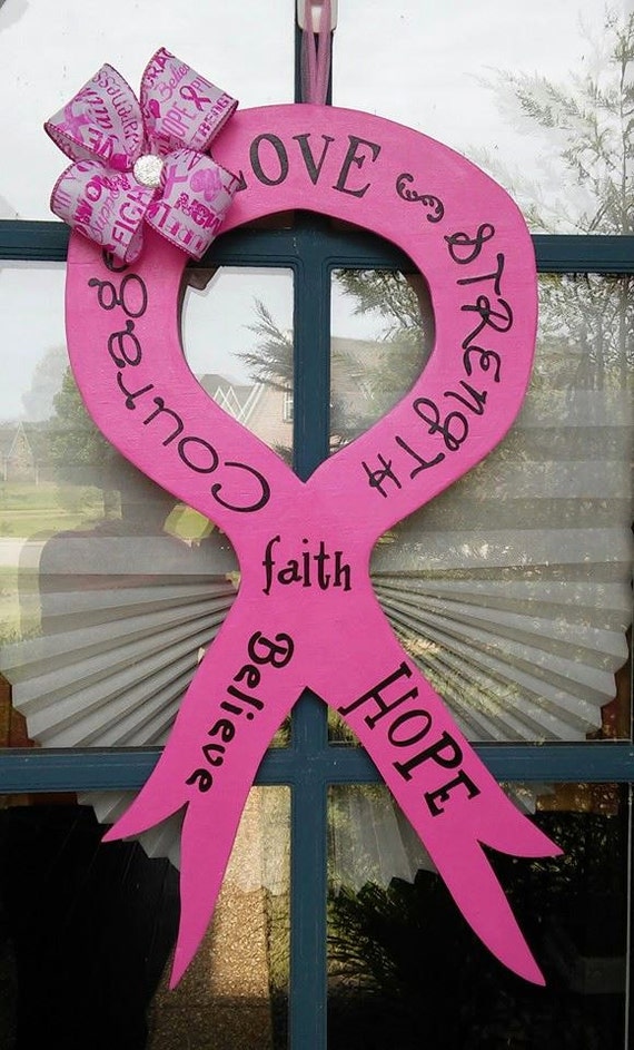 Pink Ribbon Door Hanger by SallyBrookeDesigns on Etsy
