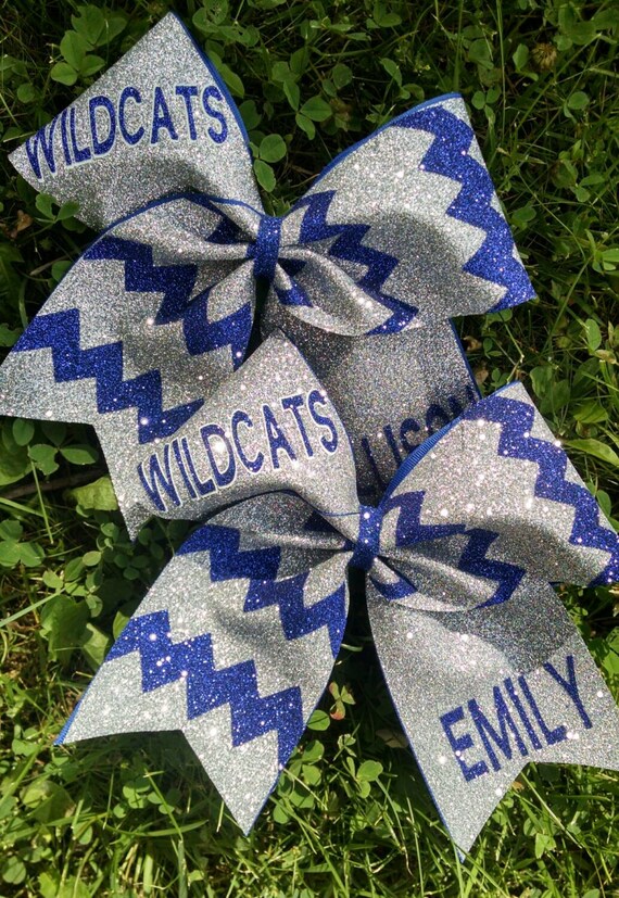 Custom team bow with names glitter cheer bow you by CraftyOhBows