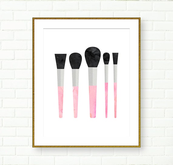 Vanity Wall  Decor  INSTANT DOWNLOAD Makeup  Brushes Art  Print