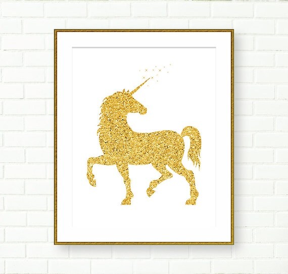 gold unicorn baby nursery prints printable art gold glitter