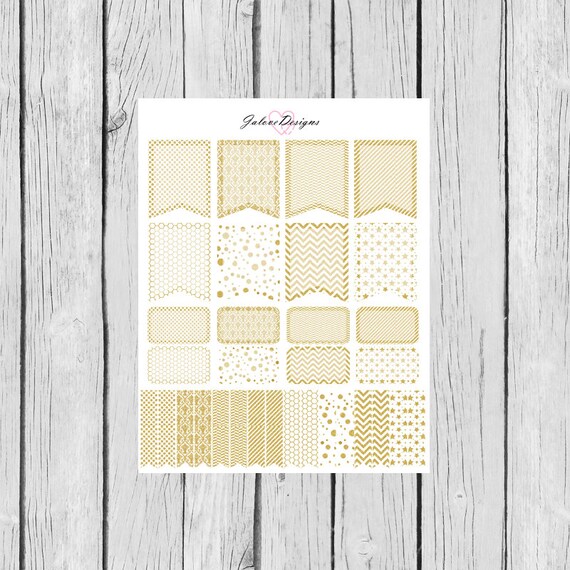 White and Gold Monthly Flags and Boxes Planner Stickers: Erin Condren ...