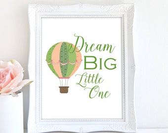 Dream Big Little One, Nursery Print, Printable Nursery Art, 8x10 Nursery Print, Baby's Room Decor